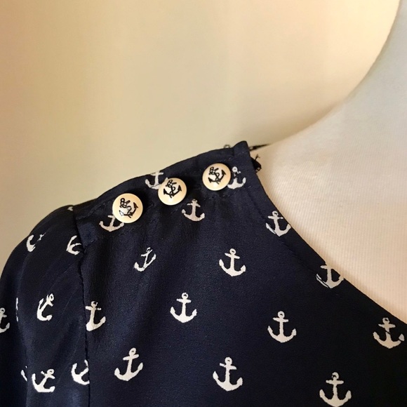 J. Crew - 100% Silk Anchors Aweigh Scoop Neck Blouse - Picture 4 of 7